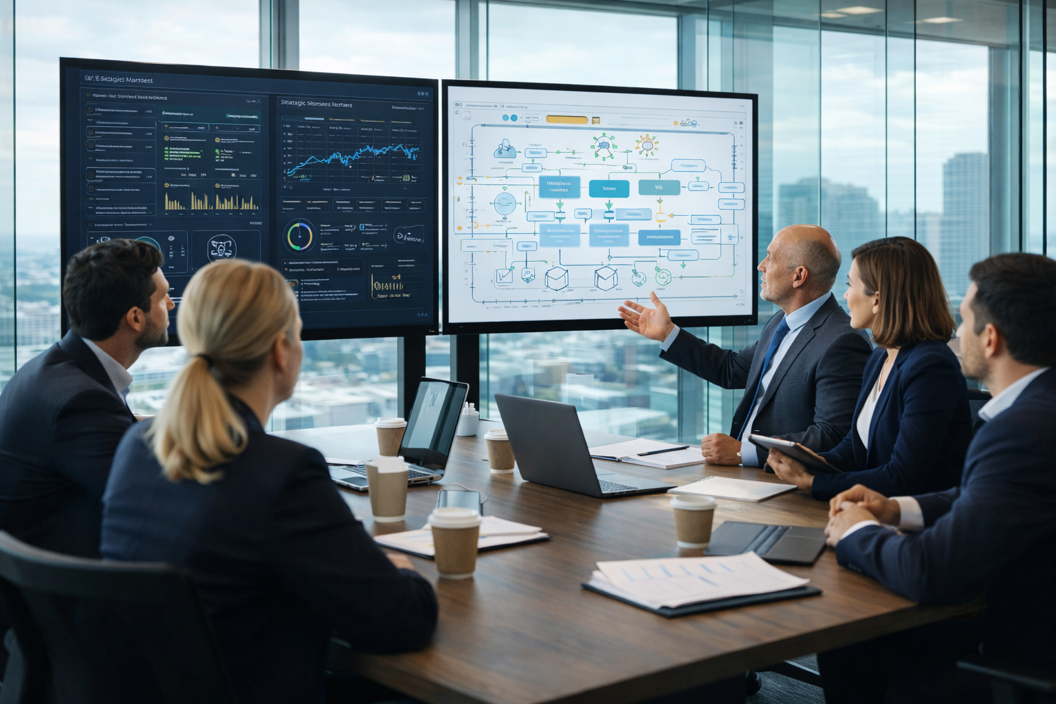 US mid-market B2B software team aligning business strategy with technical architecture decisions